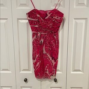 Milly Strapless Dress in Pink and Purple Swirl